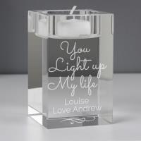 Personalised You Light Up My Life Glass Tea Light Holder Extra Image 3 Preview
